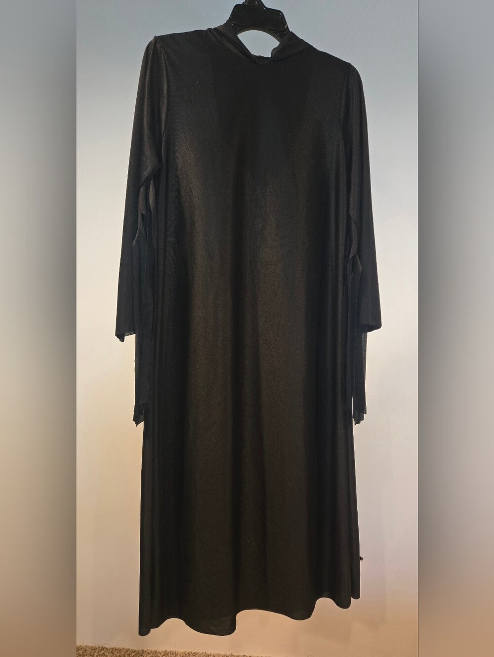 Halloween Costume - Black Tattered Hooded Robe Small Adults or Large Kids